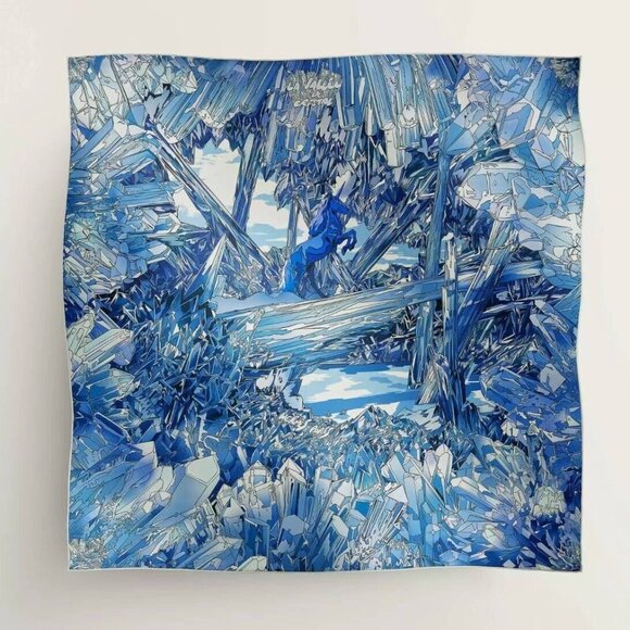 NWT New Box HERMES La Vallee de Cristal Silk Scarf 90 Blue Ugo Bienvenu Rare - Picture 1 of 6